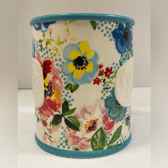 The Pioneer Woman Stoneware Utensil Holder Crock Melody Floral Embossed Utensils - Picture 2 of 7